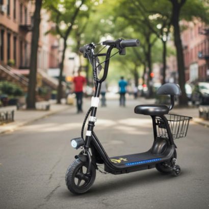 صورة سكوتر كهربائي أطفال مع مقعد وسلة موديل 2026